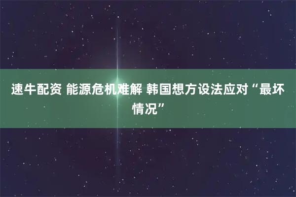 速牛配资 能源危机难解 韩国想方设法应对“最坏情况”