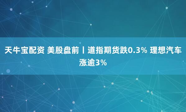 天牛宝配资 美股盘前丨道指期货跌0.3% 理想汽车涨逾3%